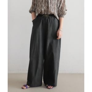 パンツ ムラプリントコットン　ビット付きバレルパンツ レディース