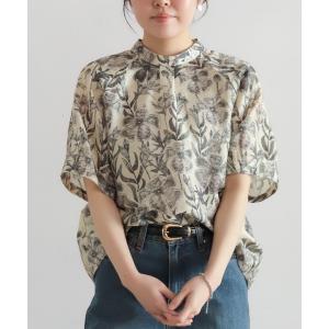 ブラウス シャツ 「予約」ビッグプランツ　スタンドネック6分袖ブラウス レディース