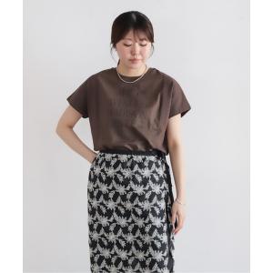 tシャツ MADISONプリント　布帛コンビTシャツ レディース