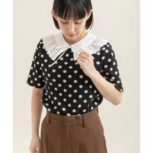 tシャツ フライスドットプリント 5分袖プルオーバー レディース