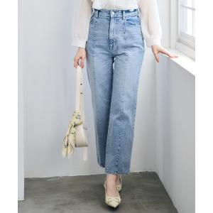 ジーンズ デニム デニムパンツ ステッチデザインストレートデニム レディース