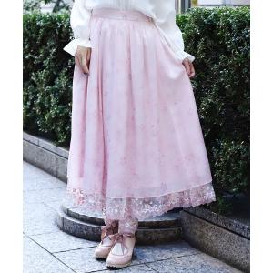 スカート 桜レース×桜柄スカート