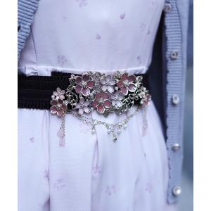 ベルト 桜モチーフゴムベルト レディース