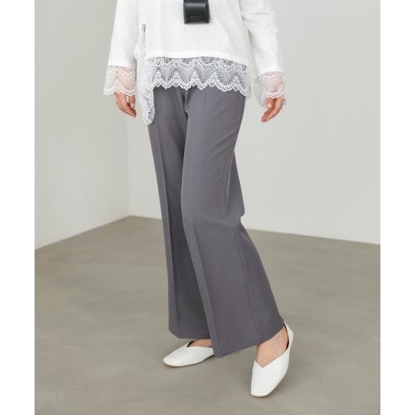 スラックス パンツ 「選べるサイズ展開」ストレッチツイルセミフレアスラックスパンツ レディース