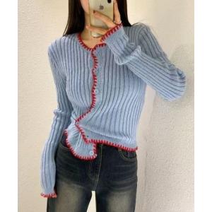 カーディガン 「LAMPOON」パイピングステッチカーディガン レディース