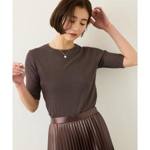tシャツ コンフォートリブハーフスリーブカットソー(5分袖)/イージーケア・接触冷感 レディース