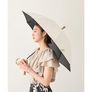 日傘 傘 「晴雨兼用傘」バンブーハンドルバイカラー長傘(撥水雨傘・遮熱日傘)/UV＆遮光率100%カット/近赤外線99.9％ レディース
