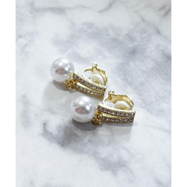 イヤリング YU-KA:パールビジュードロップイヤリング Pearl bijou drop earr...