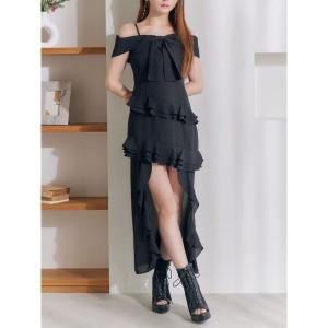 ワンピース リボンアシンメトリーワンピース