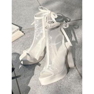 サンダル BACKリボンシアーブーツサンダル レディース