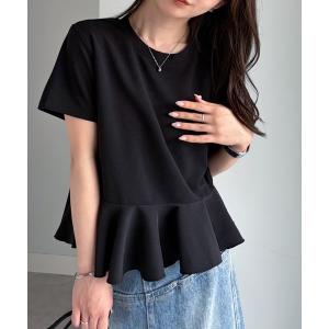 uvカット ブラウス シャツ 夏 半袖 異素材切替ペプラムＴブラウス「接触冷感・UV対策」 レディース