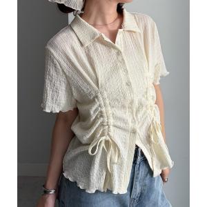 tシャツ 襟付きドロストデザイントップス レディース