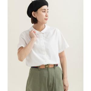 ブラウス シャツ 半袖 100/2ブロード・ローンドット 丸襟半袖ブラウス レディース