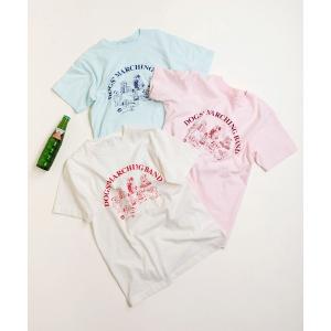 tシャツ 16/-空紡糸天竺 犬の鼓笛隊プリントTシャツ レディース