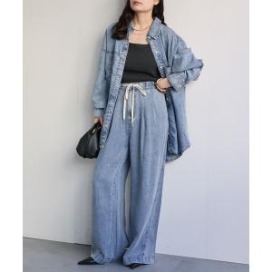 ジーンズ デニム デニムパンツ 「接触冷感」とろみデニム イージーワイドパンツ / 体型カバー・大人リラックス レディース