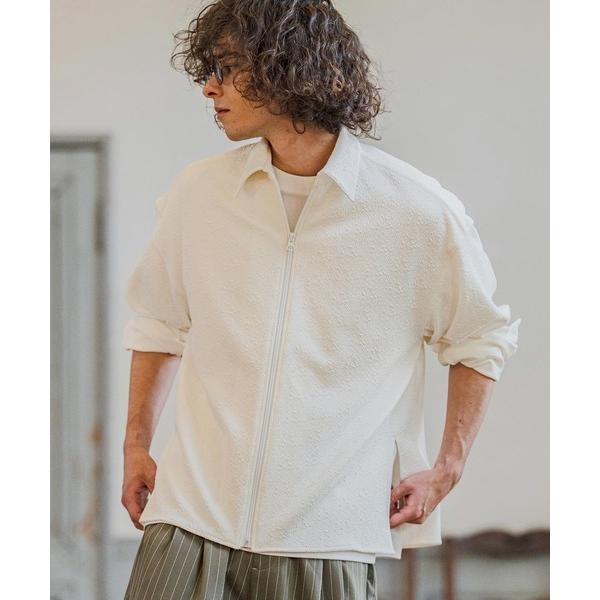 シャツ ms6411- ストレッチジャガードジップシャツ(CMB-R0218) メンズ