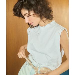 tシャツ クラッシュノースリーブカットオフTシャツ レディース