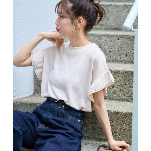 tシャツ 半袖 限定展開　ライト ワッフル フリル 袖 トップス レディース