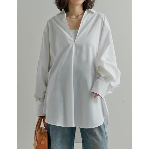 ブラウス シャツ 「2026S/S COLLECTION」オーバーサイズVネックスキッパーブロードチ...