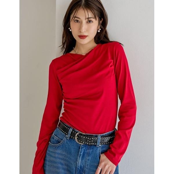 tシャツ 「2026S/S COLLECTION」アンチピリングカシュクールドレープトップス レディ...