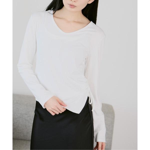 tシャツ サイドギャザートップス レディース