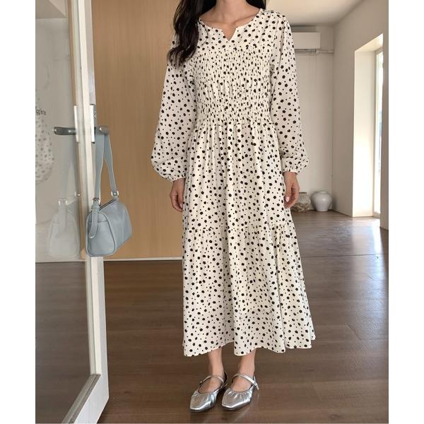 ワンピース フラワードットティアードワンピース