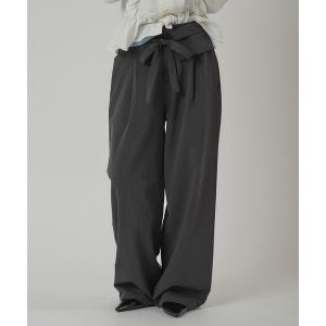 スラックス パンツ stripe wide-leg trouser with belt / ベルト付きストライプスラックスパンツ レディース