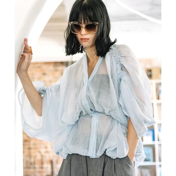 ブラウス シャツ シアードローストリングブラウス レディース