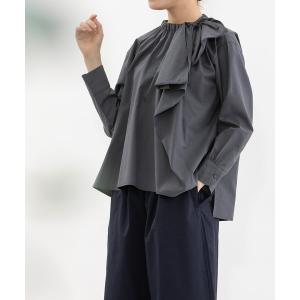 ブラウス シャツ アシメトリーリボンブラウス レディース