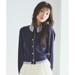 カーディガン 配色レイヤードライクニットカーディガン レディース