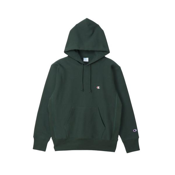 「Champion」 プルオーバーパーカー LARGE ダークグリーン メンズ