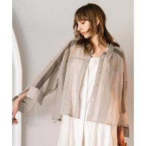 ブラウス シャツ ステッチポイントシアーシャツ レディース