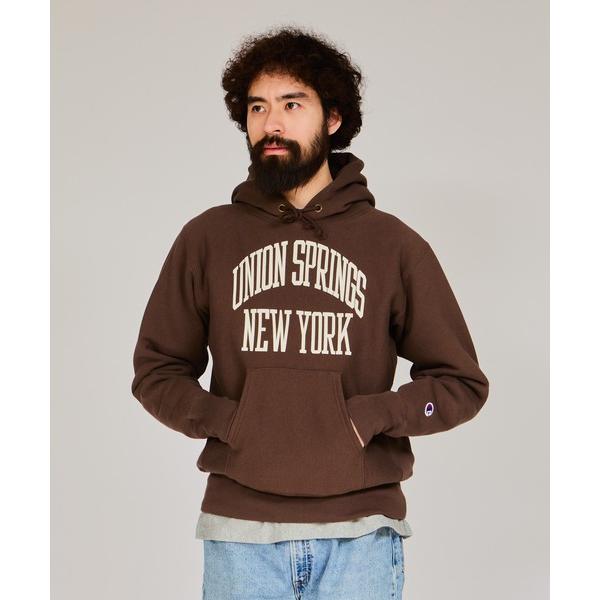 「Champion」 プルオーバーパーカー MEDIUM ダークブラウン メンズ