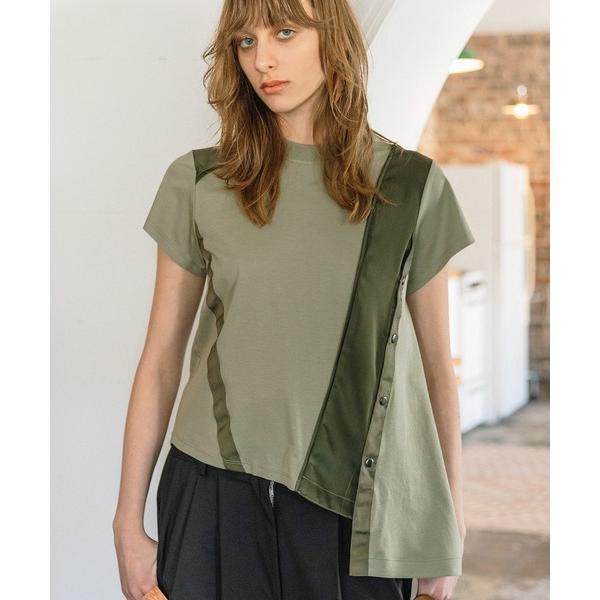 tシャツ アシンメトリーミリタリーディテールＴシャツ レディース