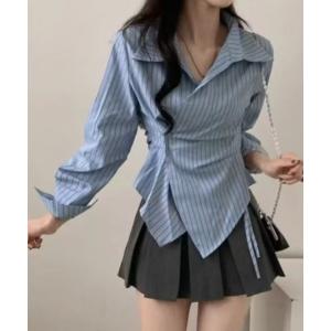 ブラウス シャツ 長袖ラップブラウス レディース