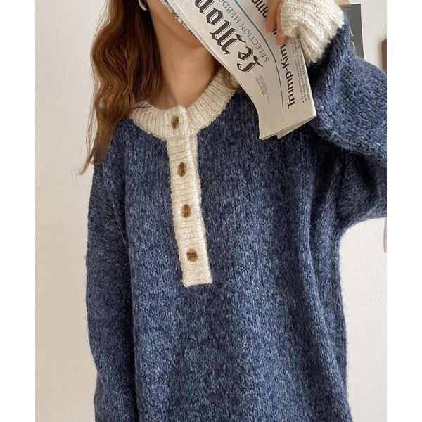 「Java」 長袖ニット LARGE ネイビー レディース