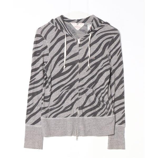 「AMERICANA」 ボーダー柄ジップアップパーカー - グレー レディース