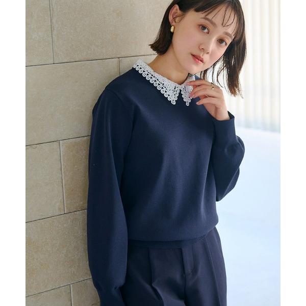 ニット セーター 入学式 入園式 「洗える」サマ美え レース襟ニットプルオーバー「CROSS FUN...