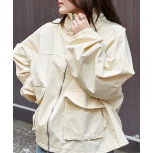 ブルゾン アウター 合繊ツイルスタンドジャケット レディース
