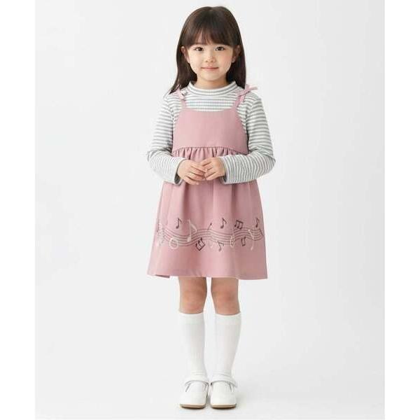 ワンピース 音符刺しゅうドッキングワンピース キッズ 子供服 女の子
