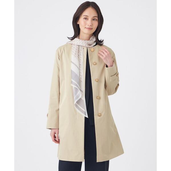 ノーカラーコート コート 「ウォッシャブル・はっ水」ファンクションツイルコート レディース