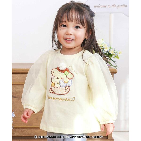 tシャツ シナモロールポムポムプリンフロントプリント袖チュールTシャツ(80~130cm) キッズ ...