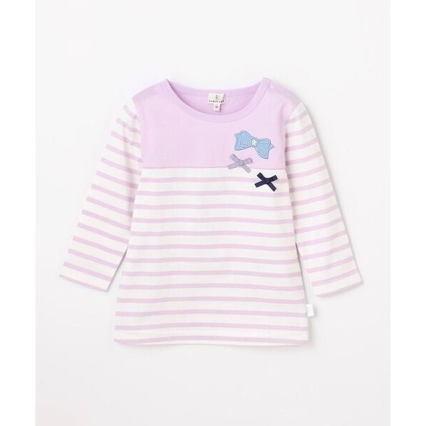 tシャツ 「80-100cm」 リボンボーダー Tシャツ キッズ 子供服