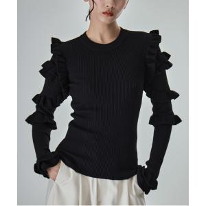 ニット セーター 「CLANE/クラネ」FRILL SLEEVE KNIT TOPS/フリルスリーブニットトップス レディース