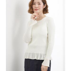 ニット セーター シアーフリルリブニットプルオーバー レディース