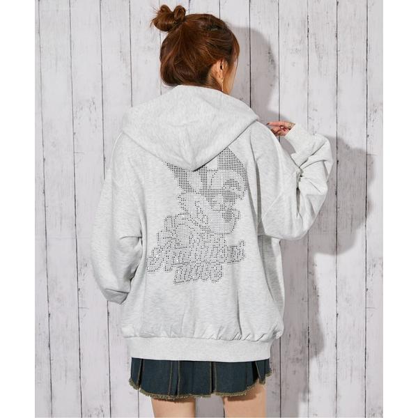 パーカー 「ラビットモチーフ×バックデザイン」裏毛ZIPパーカー／秋冬春／全3色 レディース