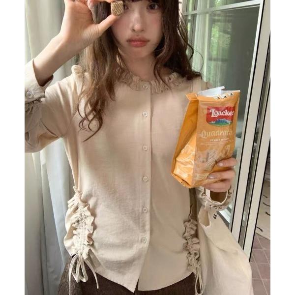 ブラウス シャツ 26ss サイドシャーリングリボンブラウス レディース
