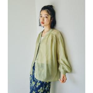 ブラウス シャツ シアーリブシャツカーディガン　639514 レディース