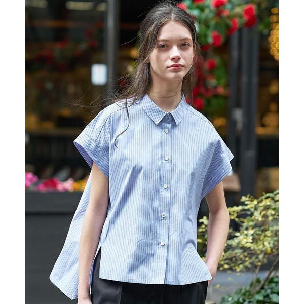 ブラウス シャツ 「毎年人気/ウォッシャブル」バックフレア ストライプシャツ レディース