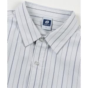 シャツ 「HANGTEN/ハンテン」ワンポイント刺繍ストライプシャツ  長袖シャツ マルチストライプ レギュラーカラー サーフ カジュアル